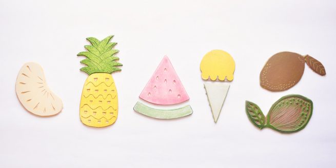 Collection Motif Juicy gravé à la main personnalisable pour tissu et papier peint par inkee