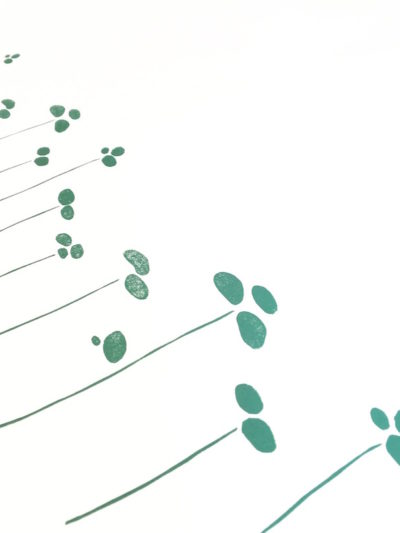 Papier peint Frise motif végétaux imaginaires imprimé à la main à la planche Inkree