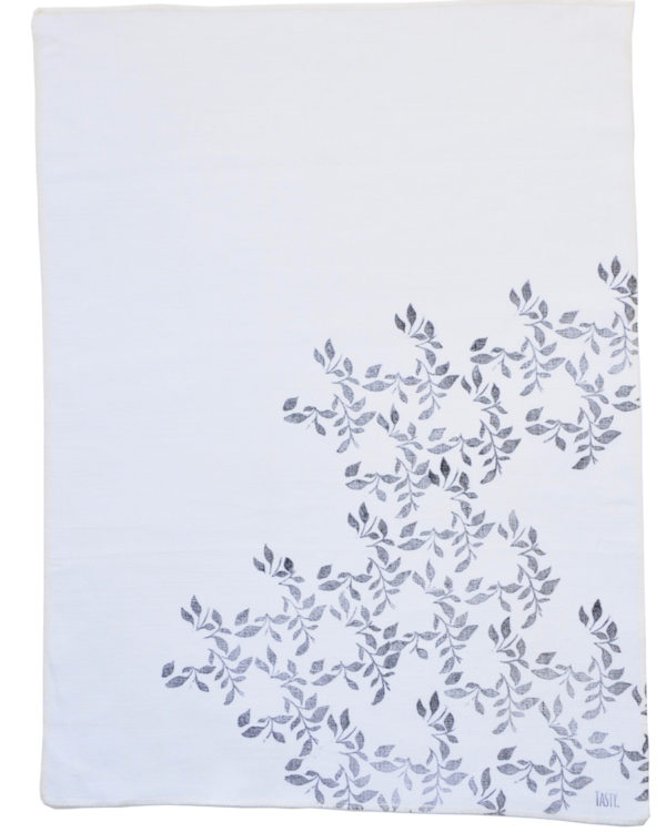 Torchon essuie main motif feuillage noir noir en lin français par Inkree