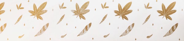 Papier peint frise feuilles plumes imprimé à la main par Inkree