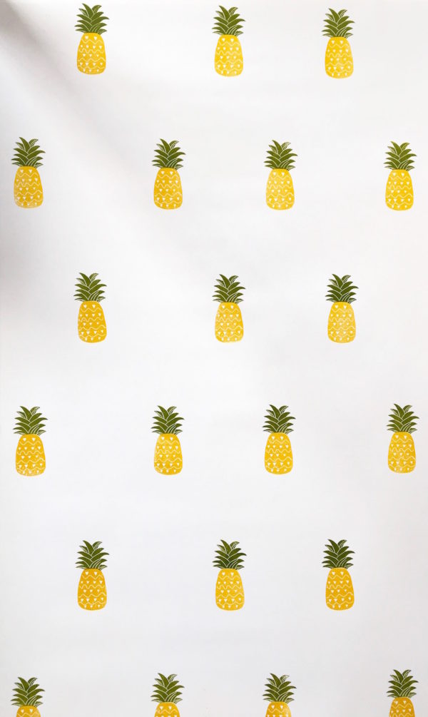 Papier peint impression artisanale ananas Inkree Papier peint Ananas imprimé à la main au bloc par Inkree