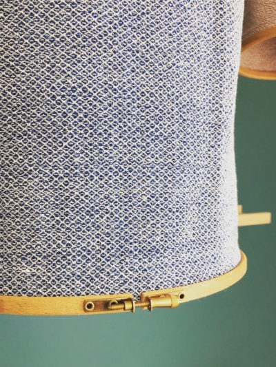 Collection Lantern Abat jour Lantern en tissu ancien tissé à la main de vieille Shanghai couleur aigue marine, abat jour orné de cercle de brodeire chiné, Inkrée