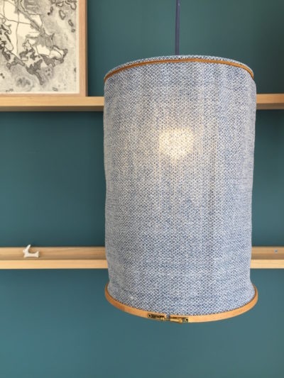 Collection Lantern Abat jour Lantern en tissu ancien tissé à la main de vieille Shanghai couleur aigue marine, abat jour orné de cercle de brodeire chiné, Inkrée